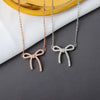 S925 Sterling Silver Bow Pendant Necklace With Mixed Gem Accent Cross Chain Electroplated Clavicle Chain For Women