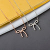S925 Sterling Silver Bow Pendant Necklace With Mixed Gem Accent Cross Chain Electroplated Clavicle Chain For Women
