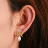 S925 Sterling Silver Bow Shaped Natural Freshwater Pearl Inlaid Earrings For Women