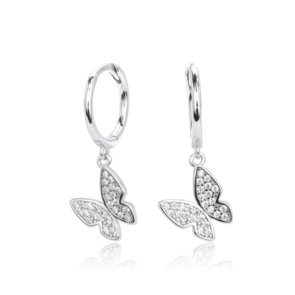 S925 Sterling Silver Butterfly And Bow Earrings For Women Light Luxury Style