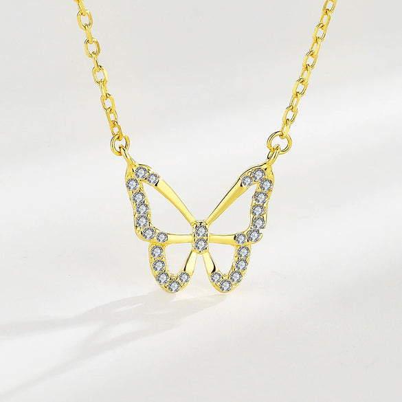 S925 Sterling Silver Butterfly Clavicle Necklace With Geometric Animal Style Pendant Fashion Jewelry