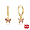 S925 Sterling Silver Butterfly Geometric Electroplated Real Gold Plated Earrings For Women