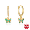 S925 Sterling Silver Butterfly Geometric Electroplated Real Gold Plated Earrings For Women