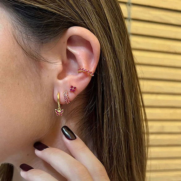 S925 Sterling Silver Butterfly Geometric Electroplated Real Gold Plated Earrings For Women