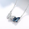 S925 Sterling Silver Butterfly Pendant Necklace With Crystal Inlay Electroplated Cross Chain Elegant Simple Clavicle Necklace For Women