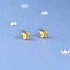 S925 Sterling Silver Butterfly Stud Earrings For Women Sweet Minimalist Polished Small Earrings