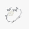 S925 Sterling Silver Camellia Shell Inlay Opening Ring For Women