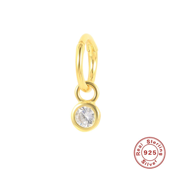 S925 Sterling Silver Cartilage Puncture Single Earrings With Diamond Nose Ring Geometric Style Environmental Protection Electroplated Ear Nail Jewelry