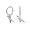 S925 Sterling Silver Cartoon Three Dimensional Dinosaur Earrings Electroplated For Women With Animal Pattern