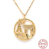 S925 Sterling Silver City Architecture Pendant Women's Collarbone Necklace With Geometric Design And Electroplating