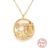 S925 Sterling Silver City Architecture Pendant Women's Collarbone Necklace With Geometric Design And Electroplating