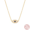 S925 Sterling Silver Classic Blue Eyes Diamond Devil's Eye Pendant Clavicle Necklace With Geometric Design And Environmental Protection Electroplating