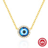 S925 Sterling Silver Classic Devil's Eye Stud Earrings And O Chain Necklace Combination Accessories With Electroplating For Women