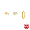 S925 Sterling Silver Classic Pearl Petal Zircon All Match Women's Earrings With Geometric Pattern And Electroplating