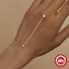 S925 Sterling Silver Claw Set Tassel Chain Geometric Ring Bracelet With Electroplating And Real Gold Plating