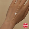 S925 Sterling Silver Clawset Tassel Chain Rectangular Geometric Pattern Electroplated Gold Plated Women's Bracelet Ring Chain