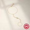 S925 Sterling Silver Clawset Tassel Chain Rectangular Geometric Pattern Electroplated Gold Plated Women's Bracelet Ring Chain