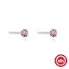 S925 Sterling Silver Colorful Small Diamond Geometric Ear Studs Electroplated For Women