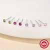 S925 Sterling Silver Colorful Small Diamond Geometric Ear Studs Electroplated For Women