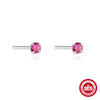 S925 Sterling Silver Colorful Small Diamond Geometric Ear Studs Electroplated For Women