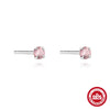 S925 Sterling Silver Colorful Small Diamond Geometric Ear Studs Electroplated For Women