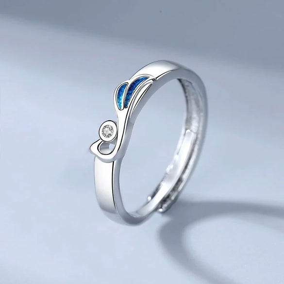 S925 Sterling Silver Couple Rings Minimal Geometric Phoenix Design Adjustable Open Band Electroplated Ring Set For Men And Women