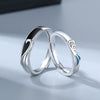 S925 Sterling Silver Couple Rings Minimal Geometric Phoenix Design Adjustable Open Band Electroplated Ring Set For Men And Women
