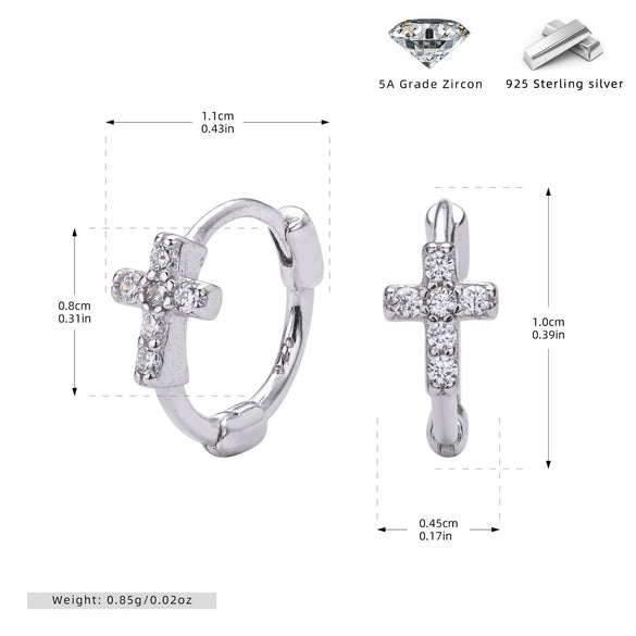 S925 Sterling Silver Cross Ear Buckle Earrings With Ushape Letters Numbers Text And Electroplating For Women