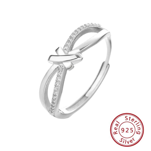 S925 Sterling Silver Cross Ring With Diamond Letters Numbers And Text Pattern Fashion Trendy Unisex
