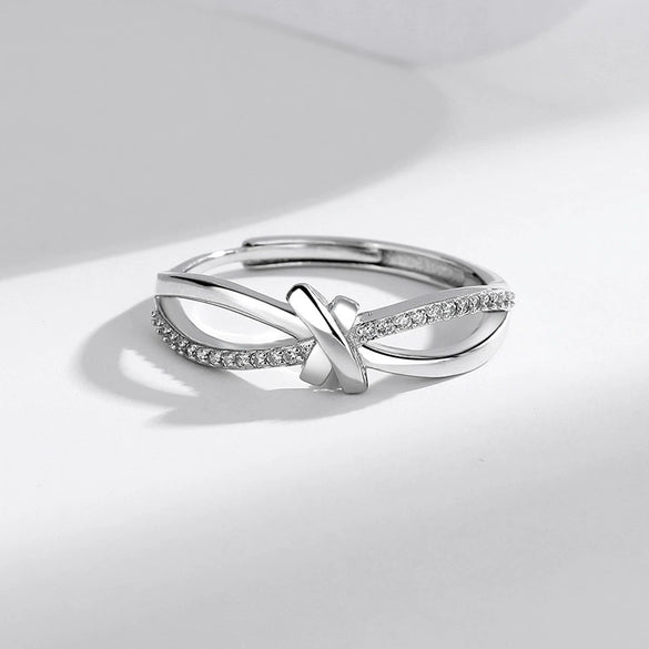 S925 Sterling Silver Cross Ring With Diamond Letters Numbers And Text Pattern Fashion Trendy Unisex