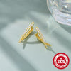 S925 Sterling Silver Cross X Shaped Leaves Opal Earrings With Geometric Design For Women