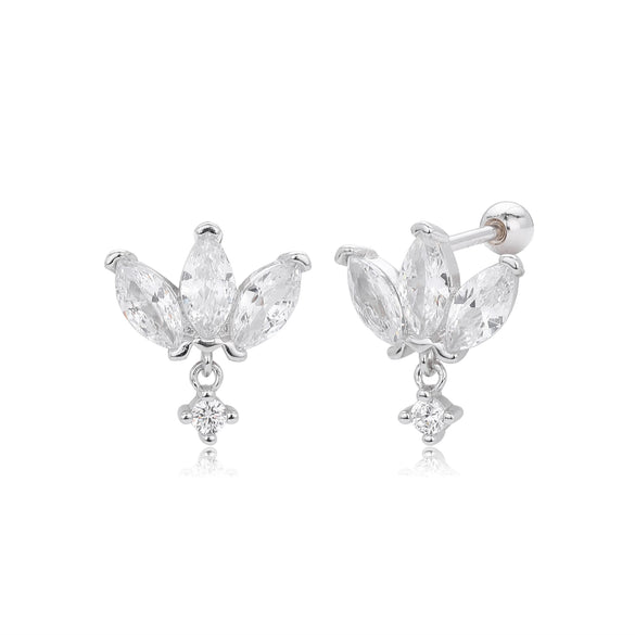 S925 Sterling Silver Crown Zirconium Electroplated Fashionable Women's Earrings