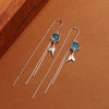 S925 Sterling Silver Crystal Tassel Drop Earrings For Women Elegant Animal Fishtail Ear Line Design