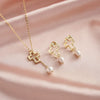 S925 Sterling Silver Cut Out Cross Natural Pearl Pendant Ear Necklace Jewelry Electroplated Women's