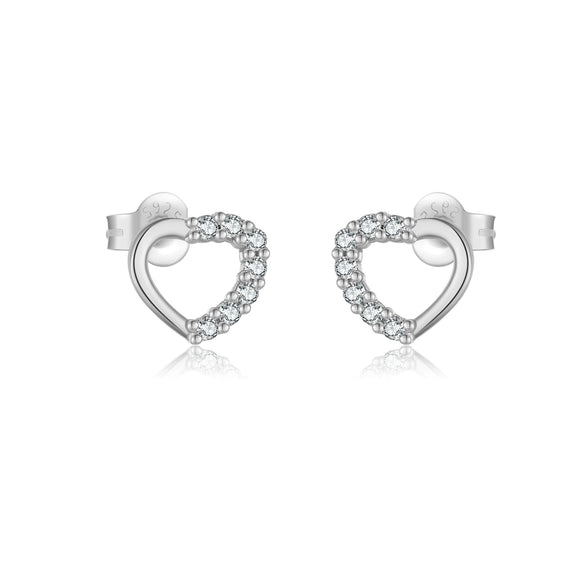 S925 Sterling Silver Cut Out Heart Zircon Earrings For Women With Electroplated Design In Forest Style