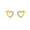 S925 Sterling Silver Cut Out Heart Zircon Earrings For Women With Electroplated Design In Forest Style