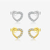 S925 Sterling Silver Cut Out Heart Zircon Earrings For Women With Electroplated Design In Forest Style