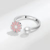 S925 Sterling Silver Daisy Flower Rotating Ring With Pearl Electroplated Floral Adjustable Ring For Women