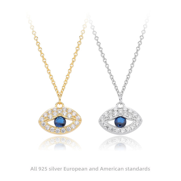S925 Sterling Silver Devil's Eye Pendant Inlaid Zircon Necklace For Women