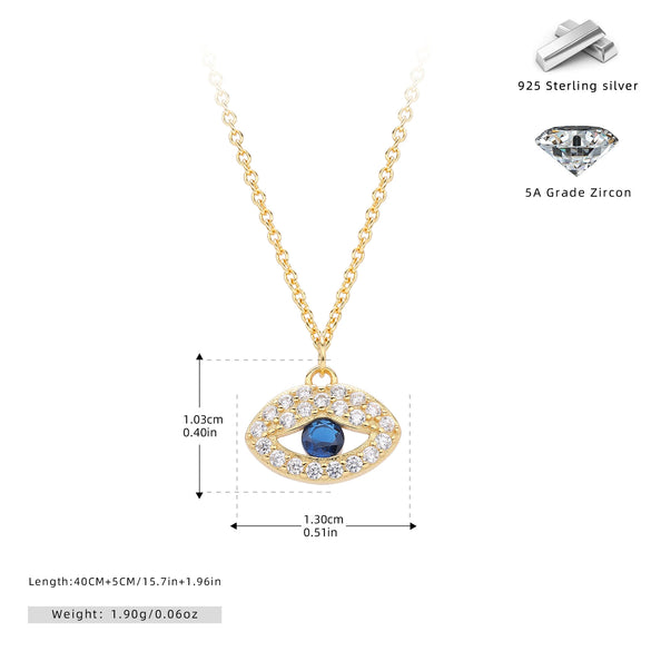 S925 Sterling Silver Devil's Eye Pendant Inlaid Zircon Necklace For Women