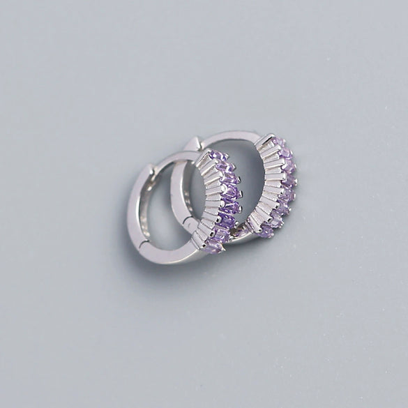 S925 Sterling Silver Diamond Inlaid Square Zircon Earrings Unisex Geometry Style