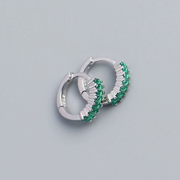 S925 Sterling Silver Diamond Inlaid Square Zircon Earrings Unisex Geometry Style