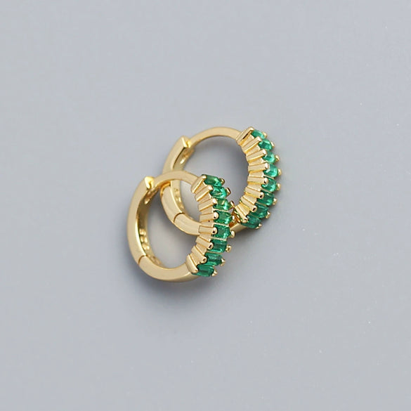 S925 Sterling Silver Diamond Inlaid Square Zircon Earrings Unisex Geometry Style