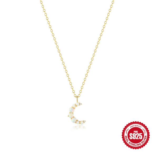 S925 Sterling Silver Diamond Moon Jewelry Set With Electroplating For Women
