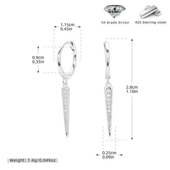 S925 Sterling Silver Distinctive Creative Stone Women's Hip Hop Earrings