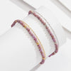 S925 Sterling Silver Double Chain Geometric Pattern Flash O Chain Anklet For Women With Gold Beads And Purple Mica