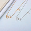 S925 Sterling Silver Double Heart Necklace For Women Electroplated Cross Chain Clavicle Pendant Light Luxury Minimalist Jewelry