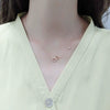 S925 Sterling Silver Double Heart Necklace For Women Electroplated Cross Chain Clavicle Pendant Light Luxury Minimalist Jewelry