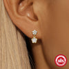 S925 Sterling Silver Double Layer Love Butterfly Pearl Petal Earrings For Women With Geometric Design And Electroplating