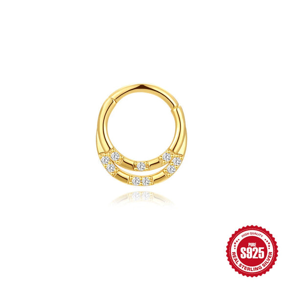 S925 Sterling Silver Double Row Geometric Ear Bone Clip And Ring With Environmentally Friendly Electroplating